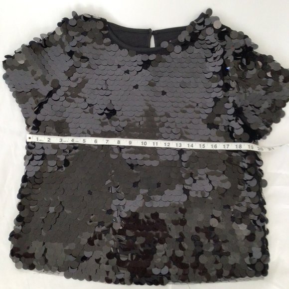 Eva Franco Black Sequin Tee Sz S - Picture 7 of 8